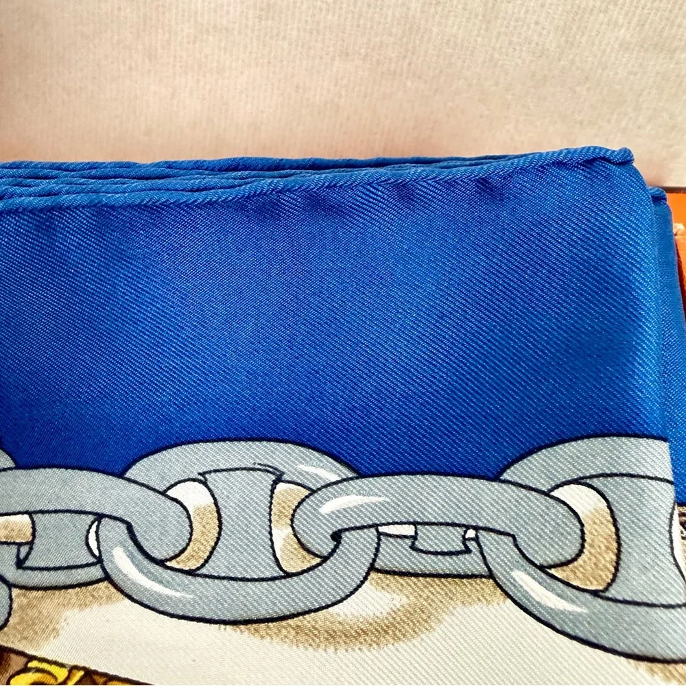 Hermès Musée Silk Scarf Carré 90 Philippe Ledoux Blue Nautical With Box - Picture 14 of 15